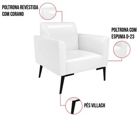Kit 2 Poltronas Pés Villach Marisa Corano Branco D03 - D'Rossi