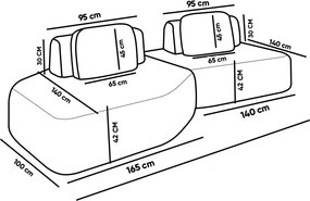 Sofá 2 Lugares Orgânico com Chaise e 1 Módulo Central Berlim Bouclê Caramelo K01 - D'Rossi