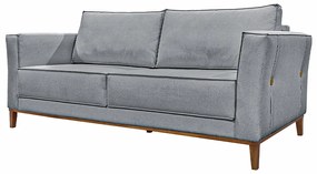 Sofá Decorativo 3 Lugares 210cm Pés em Madeira Tarantino Linho Cinza G63 - Gran Belo