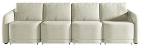 Sofá Cama Modulado Retrátil e Reclinável Decorativo Varsóvia 356cm Veludo Bege G33 - Gran Belo