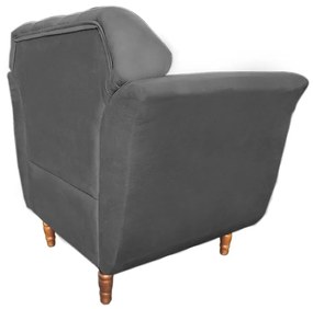 Poltrona Decorativa Pés Madeira Stefany Suede Cinza - Sheep Estofados - Cinza