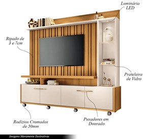 Home Theater Decorativo Titan TV até 60 Polegadas com LED Cinamomo/Off White  G26 - HB Móveis