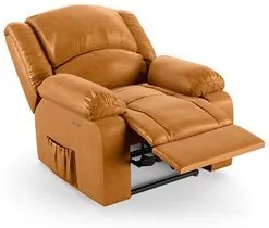Poltrona do Papai Reclinável Pietra Power Touch Massagem FH9 PU Whisky