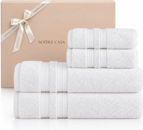 Kit 4 Pçs Toalhas Karsten 100% Algodão Unika c/ Caixa de Presente - Branco Branco