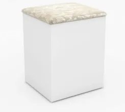 Puff Decorativo Baú 37,5cm Branco/Floral Pérola - Tecno Mobili