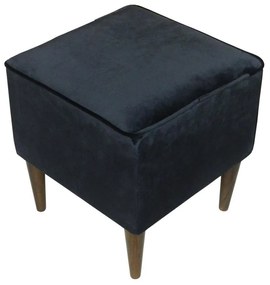 Puff Quadrado Milão Peach em Veludo com Pés Palito - Preto