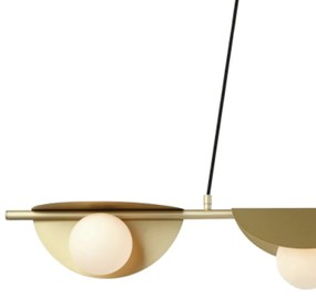 Pendente Cacau 98,5X14X13Cm 3Xg9 Dourado Fosco Vidro Branco - Bella Il...