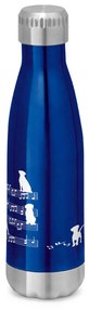 Garrafa Térmica Inox Brilhante 510 ml Cachorro Musical Branco - Azul Royal