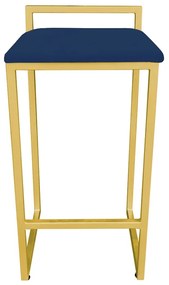 Banqueta Alta Lavínia Suede Azul Marinho Base Dourado D'Rossi