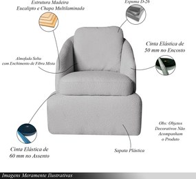 Kit 2 Poltronas Design Sala de Estar Califa Encosto Almofadado Bouclê Cinza G92 - Gran Belo