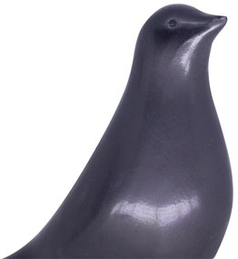 Escultura Pássaro Decorativo em Cerâmica para Sala Preto 21 cm F04 - D'Rossi