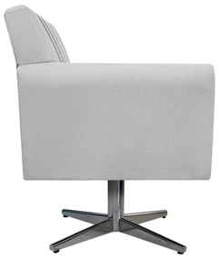 Poltrona Laura Base Giratória de Metal Suede Branco - ADJ Decor