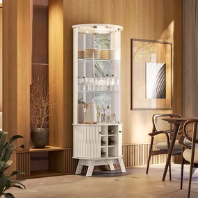 Cristaleira de Vidro com Led 67cm Sala de Jantar Ravion Calacata/Off White M20 - D'Rossi