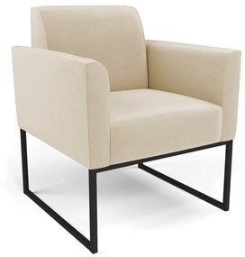 Poltrona Base Industrial Preto Marisa Suede Bege