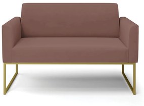 Sofá Namoradeira Base Industrial Dourado Marisa Veludo D03 - D'Rossi - Rose