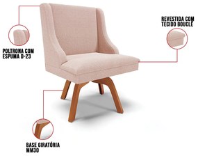 Cadeira Sala de Jantar Giratória MM35 Kit 4 Liz Bouclê Rosê D03 - D'Rossi
