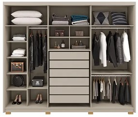 Guarda Roupa Com Espelho Dubai Majestic 6 Portas e 6 Gavetas Fendi - Vila Rica Móveis