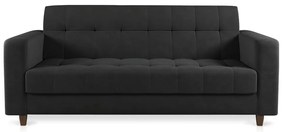 Sofá 03 Lugares Arezzo Suede Preto Pés Chanfrado Tabaco - D'Rossi