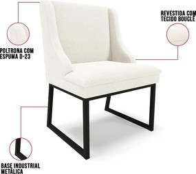Cadeira Sala de Jantar Industrial Preto kit 4 Liz Bouclê D03 - D'Rossi - Off White