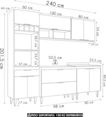 Armário de Cozinha CP05 Para Pia 100cm Pérola Z34 Preto     - Mpozenat