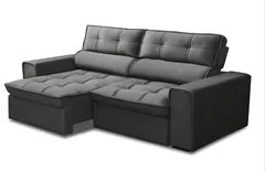 Sofá Retrátil Reclinável 3 Lugares 180cm Blanches F05 Veludo Grafite -