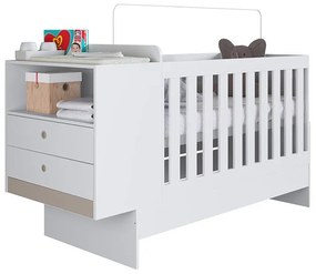Berço Cama Com Cômoda Trocador E Escrivaninha Meu Fofinho - Branco