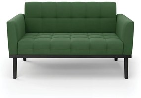 Sofá Namoradeira 2 Lugares Base de Madeira Preto Elisa Suede D03 - D'Rossi - Verde