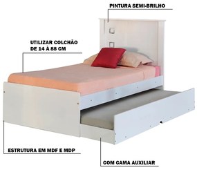 Cama Bibox Solteiro Reino Branco G68 - Gran Belo