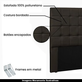 Cabeceira Decorativa Casal 1,40M Tropea PU Marrom G63 - Gran Belo