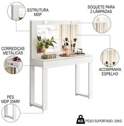 Penteadeira Camarim Escrivaninha Realeza M20 Branco - Mpozenato