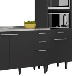 Armário de Cozinha CP02 Com Pia 180cm Pérola Z34 Preto      - Mpozenat