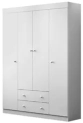 Guarda Roupa Infantil 4 Portas 2 Gavetas Ellie Z39 Branco - Mpozenato