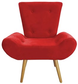 Poltrona Decorativa Emília Barca Pés Palito Suede Vermelha - Sheep Estofados