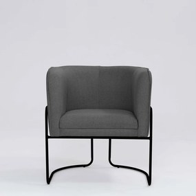 Poltrona Decorativa Belinda D07 Base Aço Linho Mescla Chumbo - D'Rossi