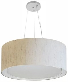 Lustre Pendente Cilíndrico Duplo Md-4124 Cúpula em Tecido 50x25cm Linho Bege - Bivolt