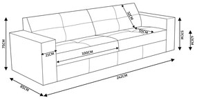 Sofá 3 Lugares Sala de Estar Pés Madeira Laus 242 cm Couro Tabaco G43 - Gran Belo
