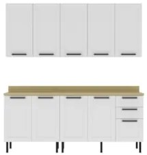 Armário Cozinha 4 Peças Balcão Tampo CP6A Zaya Branco/Carvalho T01 - M