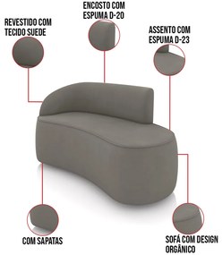 Sofá 2 Lugares Orgânico 140cm Morgan e Poltrona Lua Suede D03 - D'Rossi - Grafite