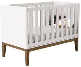 Berço Mini Cama Theo com Pés Square Mel - Branco Fosco
