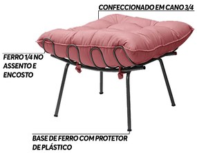 Kit 2 Puff Decorativo Sala de Estar Abel Pés Preto Suede Rosa G41 - Gran Belo