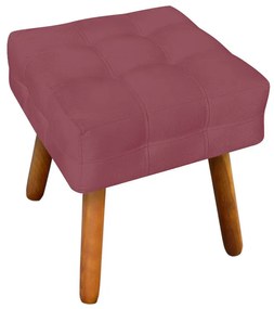 Puff Banqueta Decorativo Pé Palito de Madeira Kit 2 Elisa Suede Rosê D03 - D'Rossi