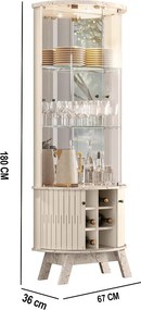 Cristaleira de Vidro com Led 67cm Sala de Jantar Ravion M20 - D'Rossi - Calacata e Off White