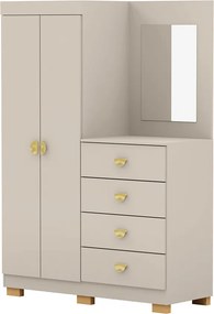 Cômoda Roupeiro Allure 4 Gavetas 1 Espelho 2 Portas com Prateleiras MDF Fendi G98 Gran Belo