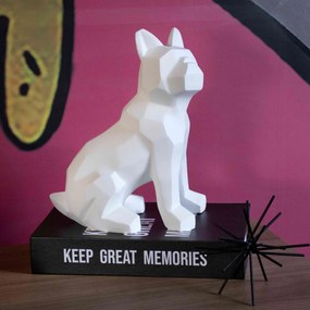 Escultura Decorativa Cachorro Em Resina Branco Mate 26 Cm - D'Rossi