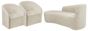 Kit Sofá Curvo França 140cm L.E e 2 Poltronas Luiza Max Conforto, Elegância e Design Moderno Bouclé
