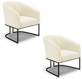 Poltrona Decorativa Industrial Preto Kit 2 Stella Cotelê Int/Veludo D03 - D'Rossi - Off White