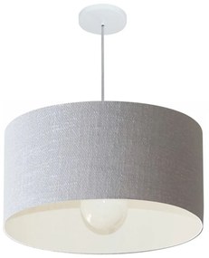Lustre Pendente Cilíndrico Md-4208 Cúpula em Tecido 55x30cm Rustico Cinza - Bivolt
