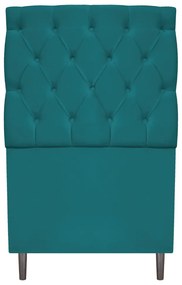 Cabeceira Estofada Liverpool 90 cm Solteiro Suede Azul Turquesa - ADJ Decor