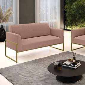 Sofá 2 Lugares Namoradeira Industrial Alta Dourado Marisa Bouclê - Rose