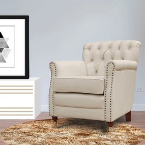 Kit 04 Poltronas Decorativas Sala de Estar Níger Pés Príncipe Couro Off White G58 - Gran Belo